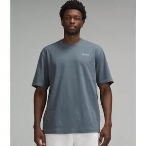 EUC Lululemon Heavyweight Cotton Jersey T-Shirt Graphic Oil Blue Size L